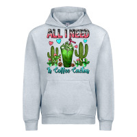 Heather Grey All I Need Is Coffee Cactus Frappe Urban Hoodie - FaDigitalArtStudio