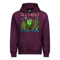 Mauve Wine All I Need Is Coffee Cactus Frappe Urban Hoodie - FaDigitalArtStudio