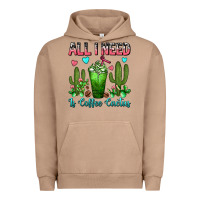 Pigment Burro All I Need Is Coffee Cactus Frappe Urban Hoodie - FaDigitalArtStudio