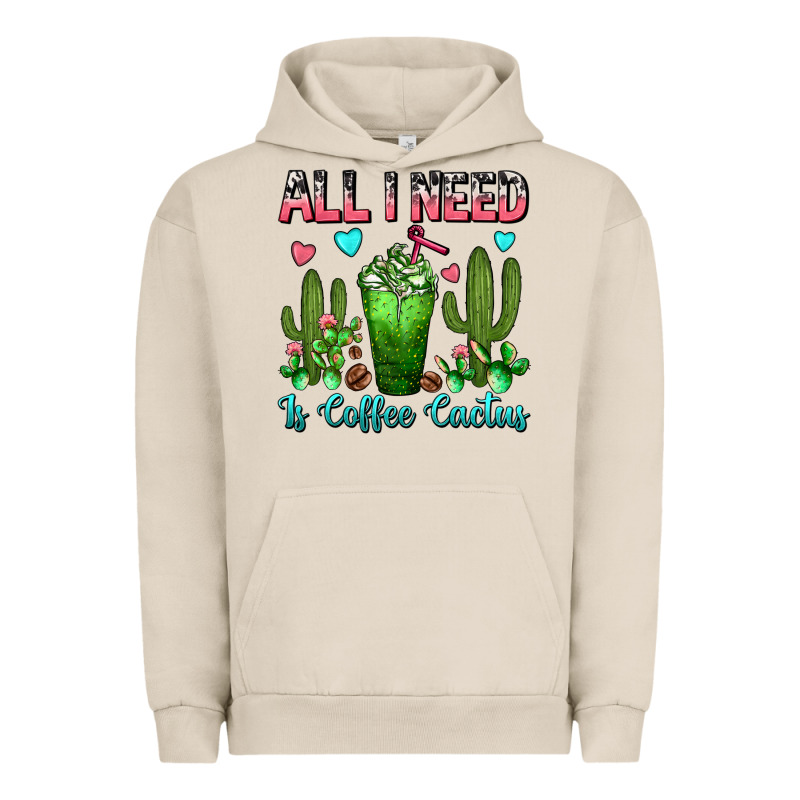 All I Need Is Coffee Cactus Frappe Urban Hoodie by FaDigitalArtStudio | Teevron