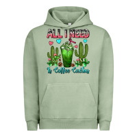 Pigment Oil Green All I Need Is Coffee Cactus Frappe Urban Hoodie - FaDigitalArtStudio