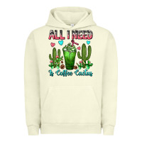 Pigment Pistachio All I Need Is Coffee Cactus Frappe Urban Hoodie - FaDigitalArtStudio