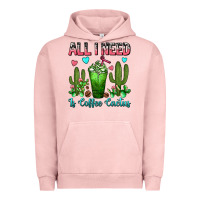 Pigment Salmon All I Need Is Coffee Cactus Frappe Urban Hoodie - FaDigitalArtStudio