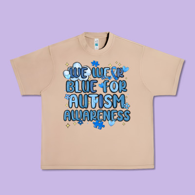 We Wear Blue For Autism Awareness Urban Heavy Tee Designed By Maliassmallbusiness