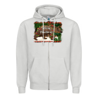 Dove Grey merry christmas bear Zipper Hoodie - BarkalooDesign