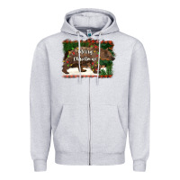 Heather Grey merry christmas bear Zipper Hoodie - BarkalooDesign