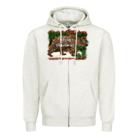 Oatmeal Heather merry christmas bear Zipper Hoodie - BarkalooDesign