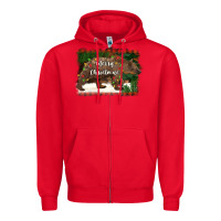 Red merry christmas bear Zipper Hoodie - BarkalooDesign