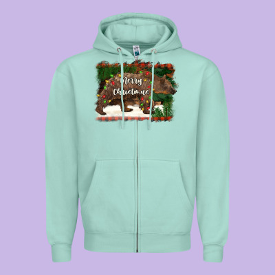 Merry Christmas Bear Zipper Hoodie Designed By Barkaloodesign
