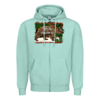 Seafoam merry christmas bear Zipper Hoodie - BarkalooDesign