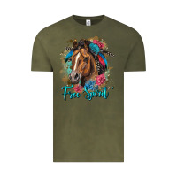 Vintage Olive free spirit quarter horse floral Vintage Tee - LillyAllenDesigns