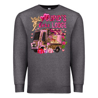Charcoal Heather Cupid's love lodge with truck Valentine's Day Premium Sweatshirt - HowdyJamesFarm