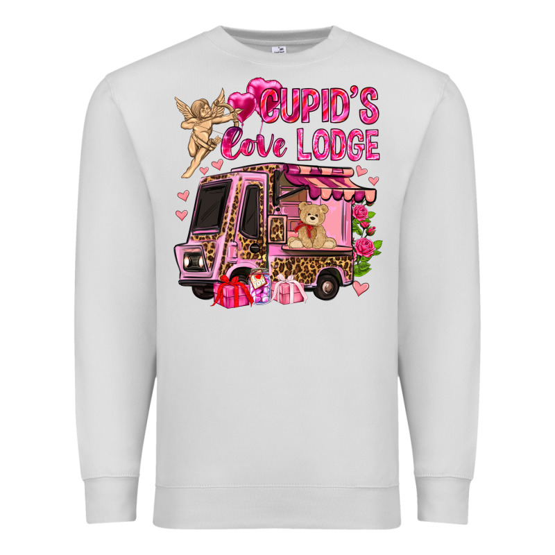 Cupid's Love Lodge With Truck Valentine's Day Premium Sweatshirt by HowdyJamesFarm | Teevron