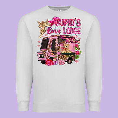 Cupid's Love Lodge With Truck Valentine's Day Premium Sweatshirt Designed By Howdyjamesfarm