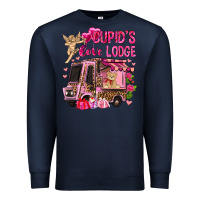 Navy Cupid's love lodge with truck Valentine's Day Premium Sweatshirt - HowdyJamesFarm