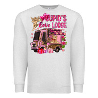 Oatmeal Heather Cupid's love lodge with truck Valentine's Day Premium Sweatshirt - HowdyJamesFarm