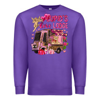 Purple Cupid's love lodge with truck Valentine's Day Premium Sweatshirt - HowdyJamesFarm