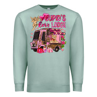 Seafoam Cupid's love lodge with truck Valentine's Day Premium Sweatshirt - HowdyJamesFarm