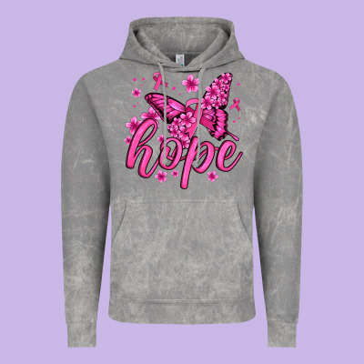 Hope Breast Cancer Butterfly Vintage Hoodie Designed By Jasminsmagicworld