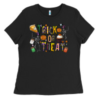 Black trick or treat Ladies Tee - CowhideDigitalArt
