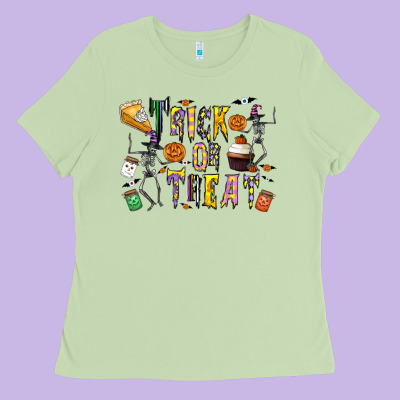 Trick Or Treat Ladies Tee Designed By Cowhidedigitalart