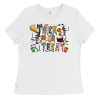 White trick or treat Ladies Tee - CowhideDigitalArt