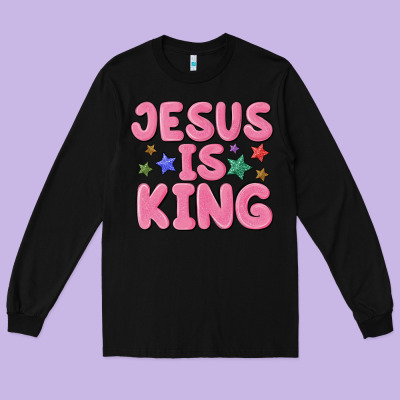 Jesus Is King Long Sleeve Tee Designed By Maliassmallbusiness