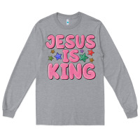 Heather Grey jesus is king Long Sleeve Tee - MaliasSmallBusiness