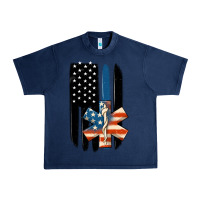 Navy ems american flag Urban Heavy Tee - MaliasSmallBusiness