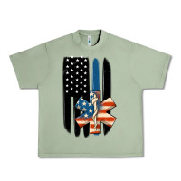 Oil Green ems american flag Urban Heavy Tee - MaliasSmallBusiness