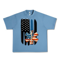 Pebble Blue ems american flag Urban Heavy Tee - MaliasSmallBusiness