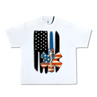 White ems american flag Urban Heavy Tee - MaliasSmallBusiness