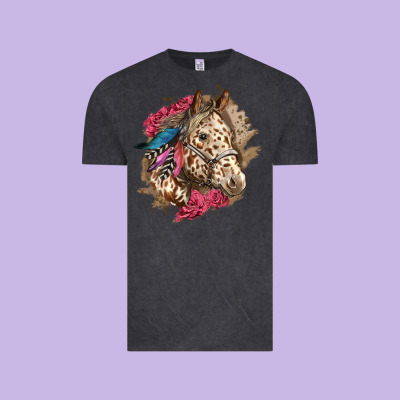 Floral Appaloosa Horse With Feathers Vintage Tee Designed By Lillyallendesigns