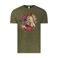 Vintage Olive Floral Appaloosa Horse With Feathers Vintage Tee - LillyAllenDesigns