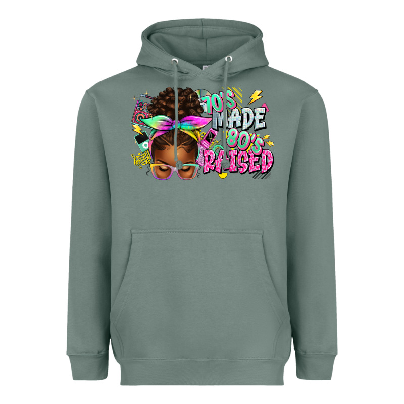 70's Made 80's Raised Afro Messy Bun Heavyweight Hoodie by texasbilliewilder | Teevron