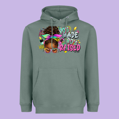 70's Made 80's Raised Afro Messy Bun Heavyweight Hoodie Designed By Texasbilliewilder