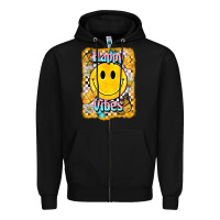Black happy vibes smiley face Zipper Hoodie - BarkalooDesign