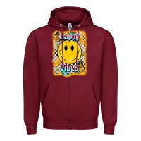 Burgundy happy vibes smiley face Zipper Hoodie - BarkalooDesign