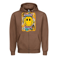 Chestnut happy vibes smiley face Zipper Hoodie - BarkalooDesign