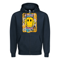 Navy happy vibes smiley face Zipper Hoodie - BarkalooDesign