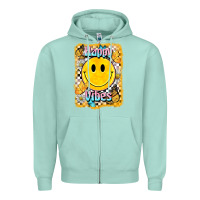 Seafoam happy vibes smiley face Zipper Hoodie - BarkalooDesign