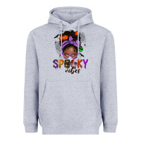 Heather Grey Spooky vibes afro messy bun Heavyweight Hoodie - NancyCooperArtShop