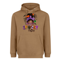 Spooky Vibes Afro Messy Bun Heavyweight Hoodie | Teevron