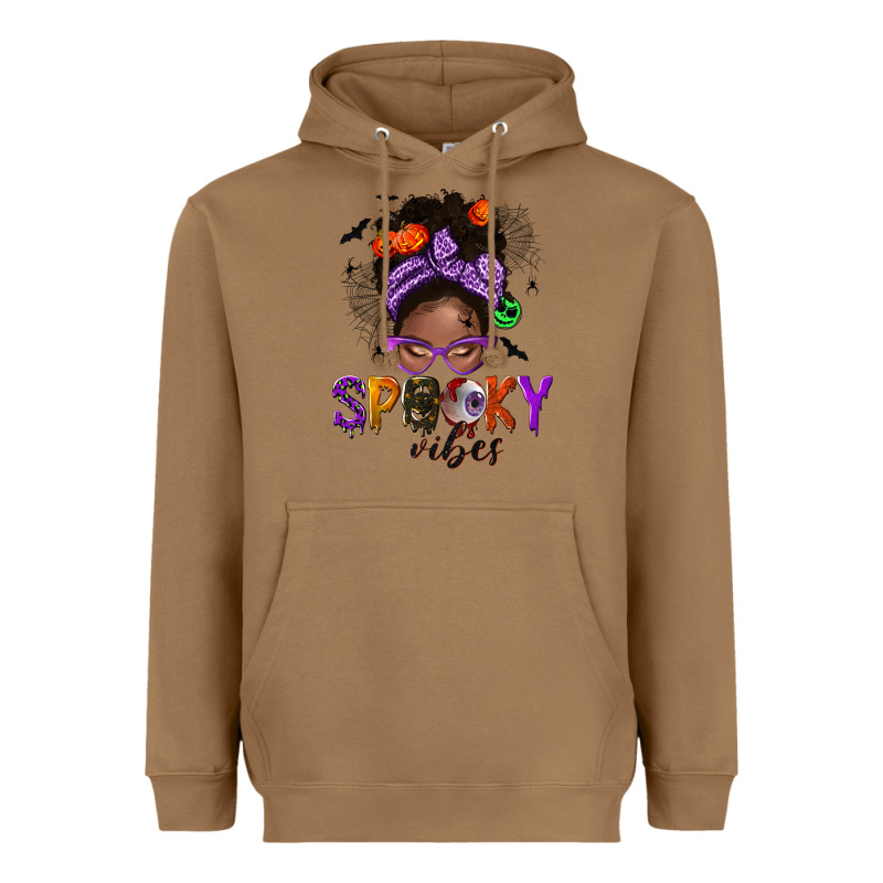Spooky Vibes Afro Messy Bun Heavyweight Hoodie by NancyCooperArtShop | Teevron