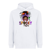 White Spooky vibes afro messy bun Heavyweight Hoodie - NancyCooperArtShop