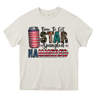 Cream Star Spangled Hammered Heavy Core Tee - CowhideDigitalArt