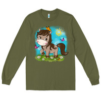 Army Green little cute horse Long Sleeve Tee - NancyCooperArtShop