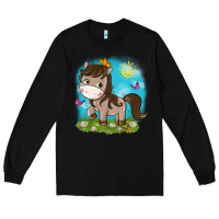 Black little cute horse Long Sleeve Tee - NancyCooperArtShop