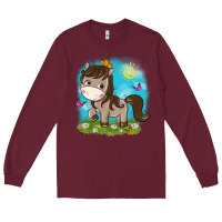 Burgundy little cute horse Long Sleeve Tee - NancyCooperArtShop