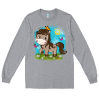 Heather Grey little cute horse Long Sleeve Tee - NancyCooperArtShop